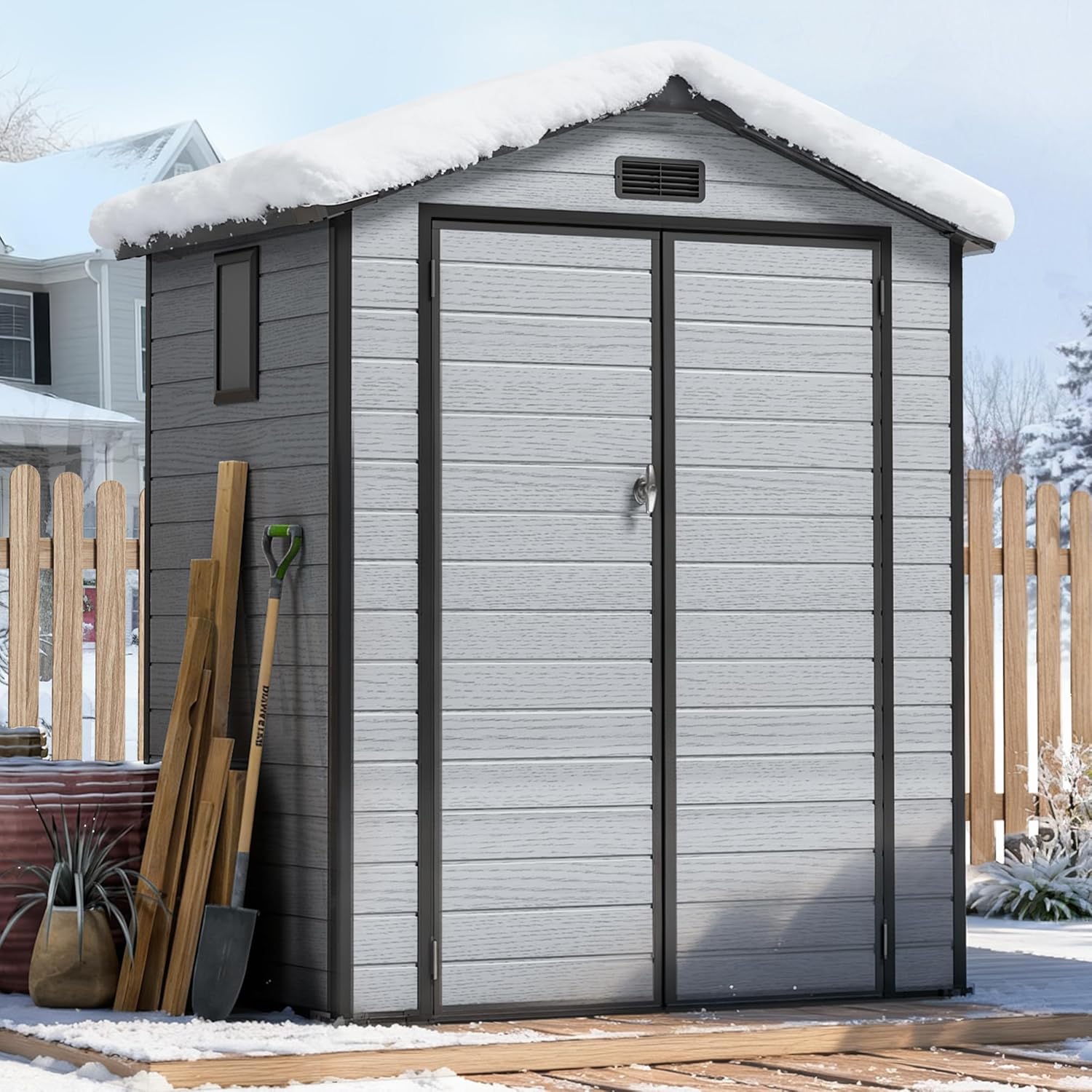 Gardening Tools Of - 6X4 FT Outdoor Shed, Plastic Storage