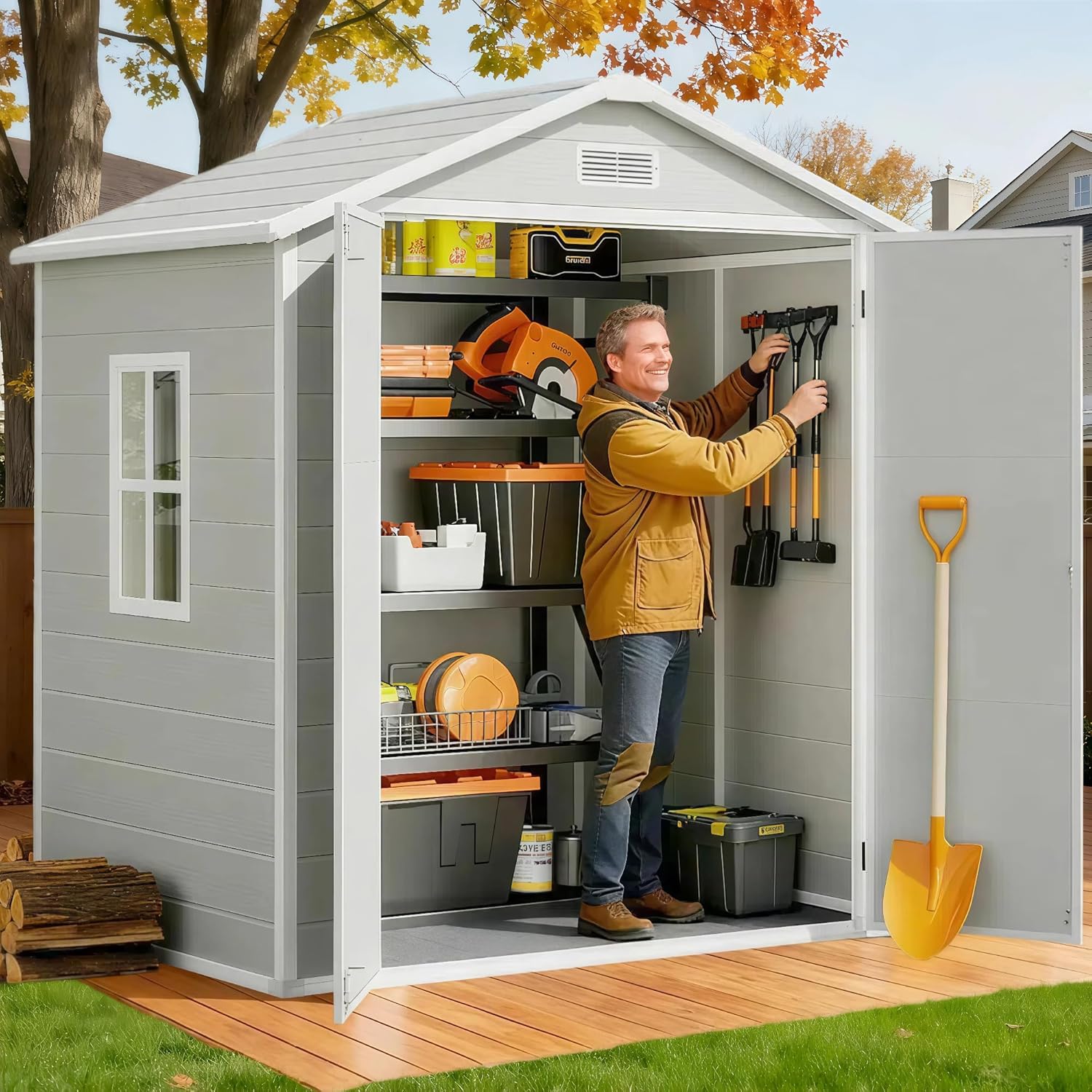 Gardening Tools Of - All-Weather Resin Outdoor Storage Shed With