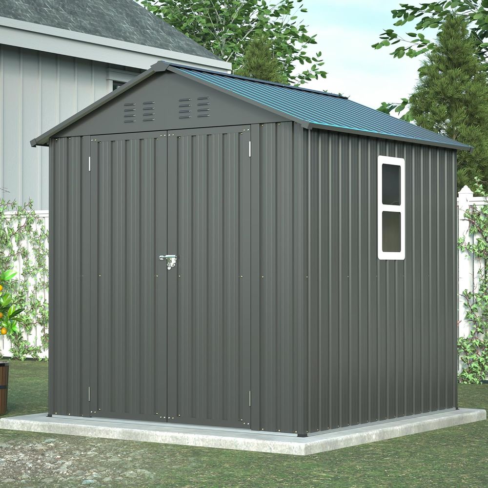 Gardening Tools Of - 6x6 Metal Outdoor Storage Shed -