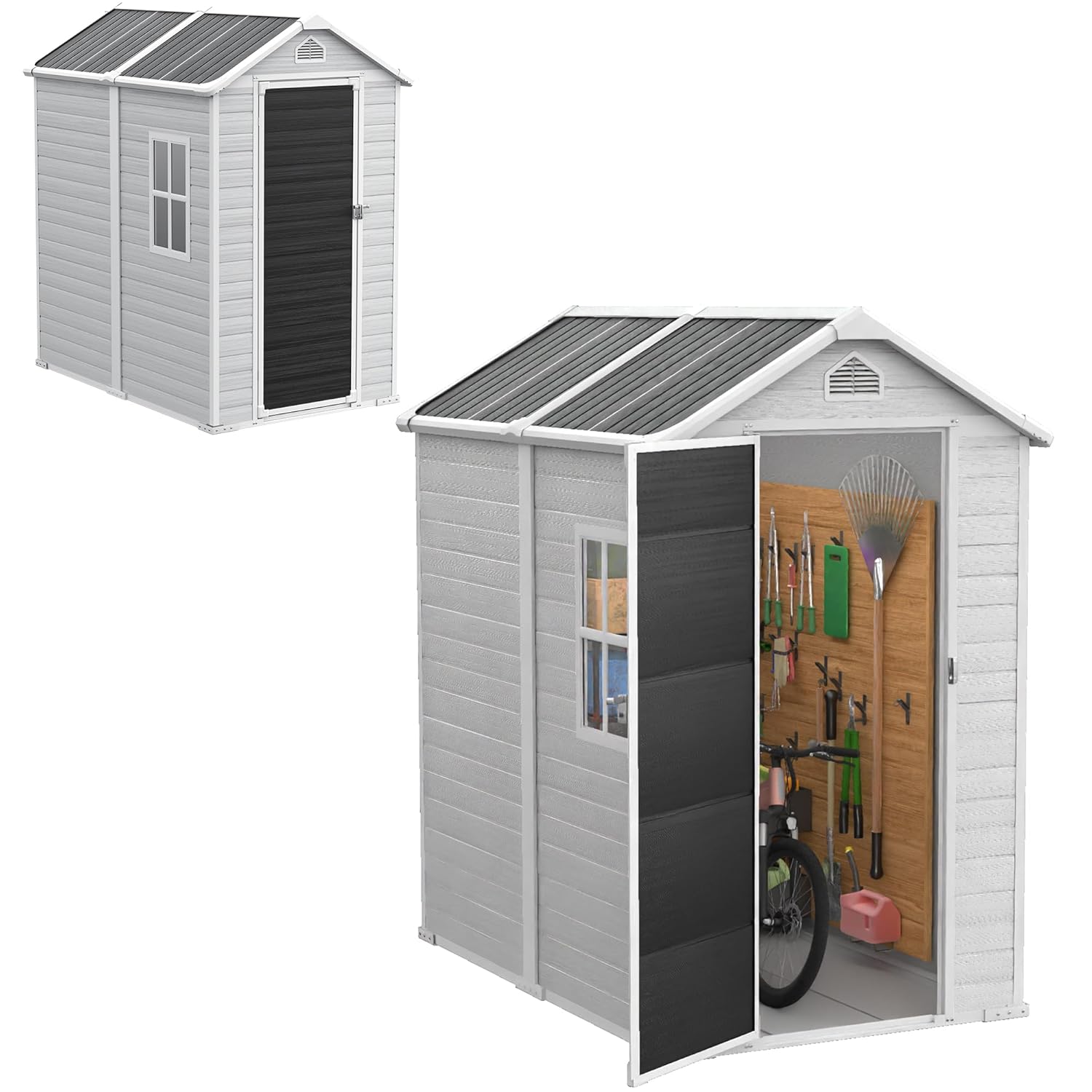 Gardening Tools Of - 4x6 FT Plastic Storage Shed Waterproof