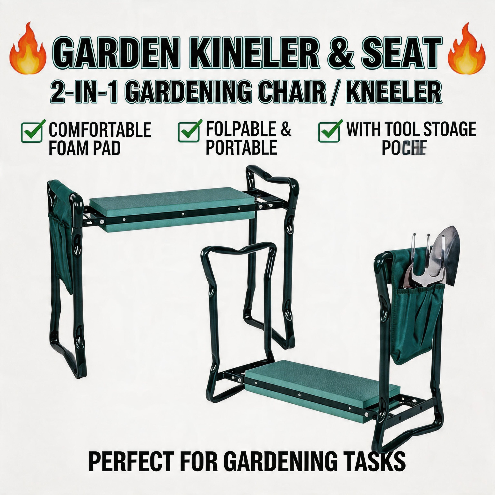 Garden Kneeling Pad - Garden Kneeler Folding Garden Seat with
