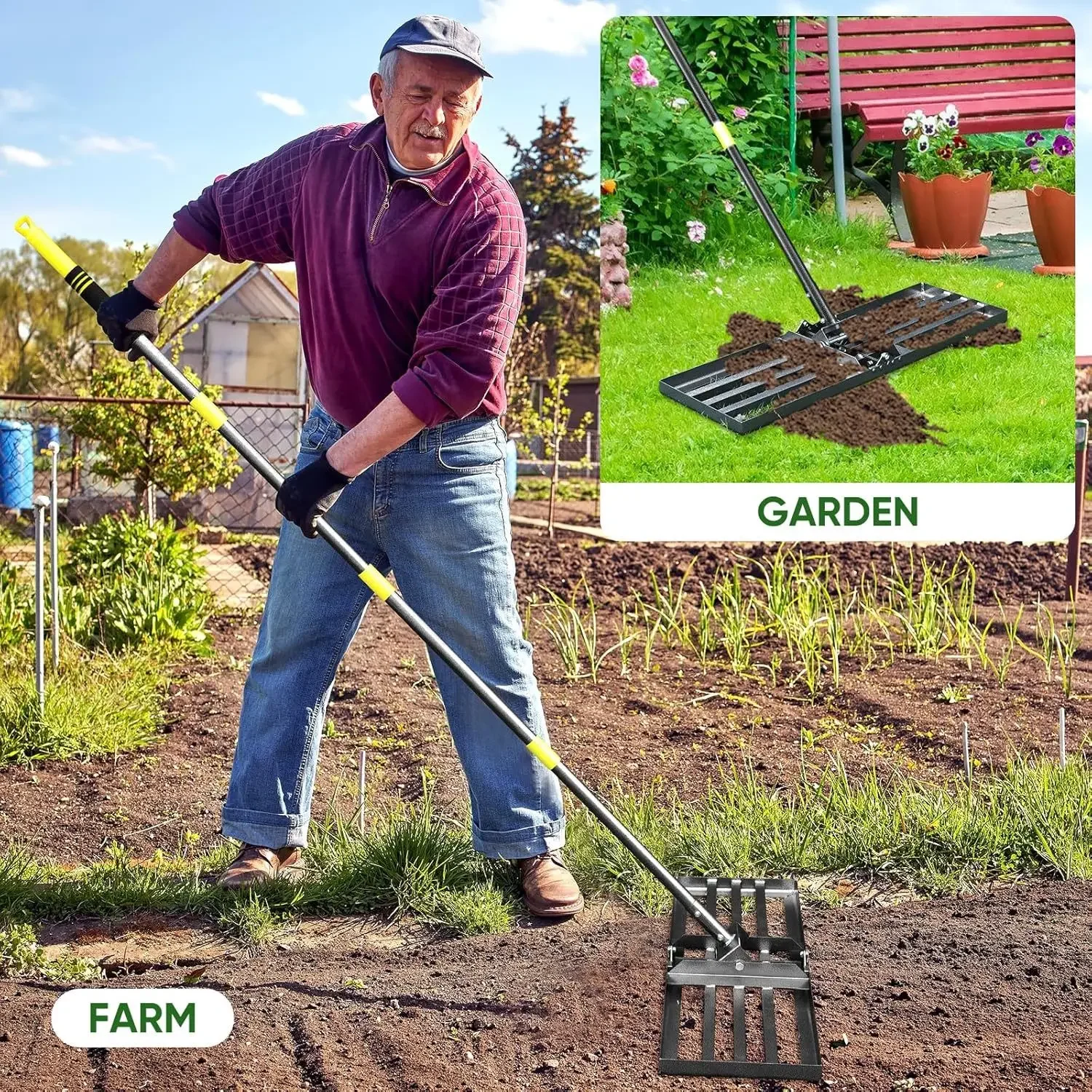 KEEHOME YEYEBEST Lawn Leveling - Gardening Tools Rake reseña y precio