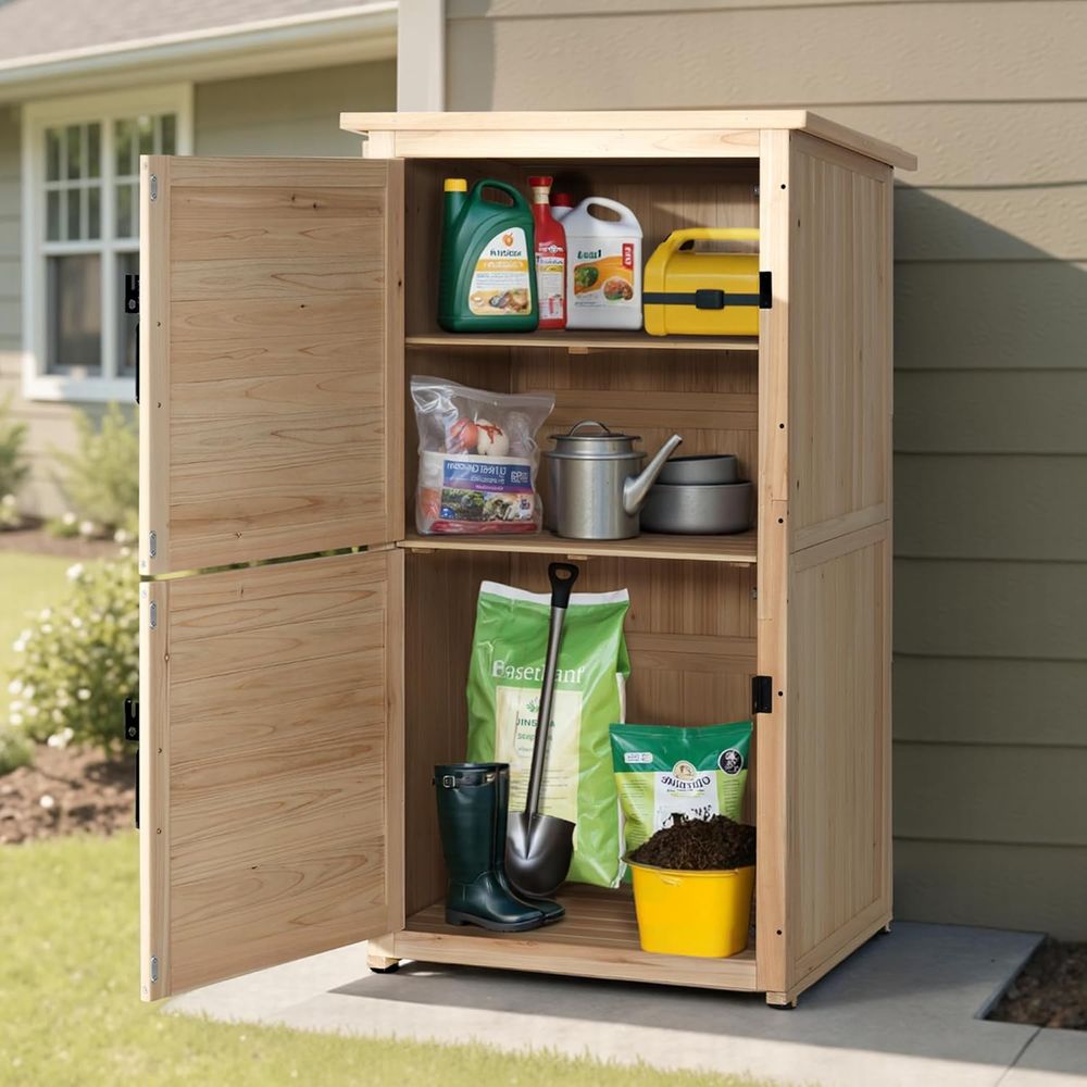 30 Natural Wood Outdoor Storag - Gardening Tools Of reseña y precio