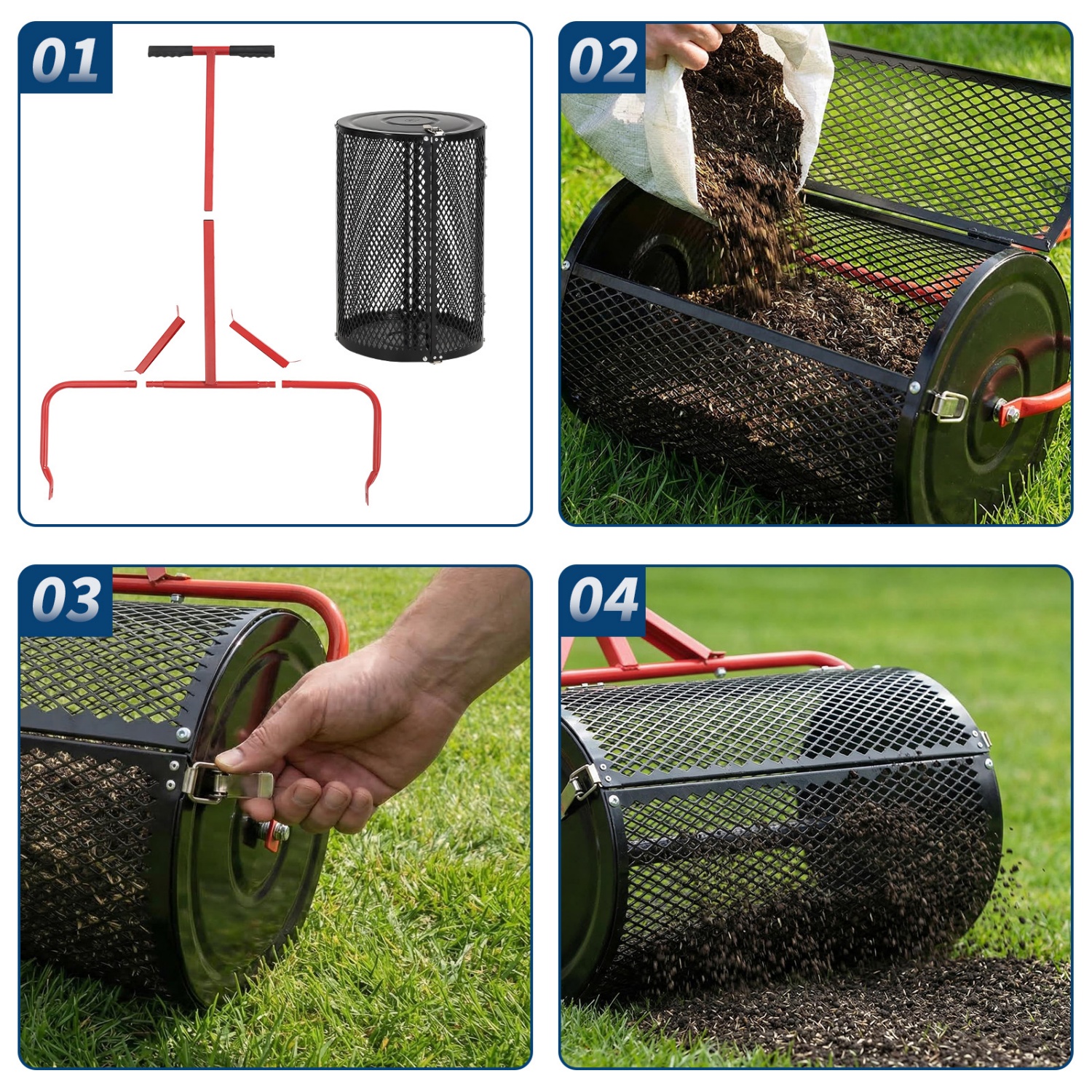 Compost Spreader, 24 Inch Peat - Grass Seed Spreader reseña y precio