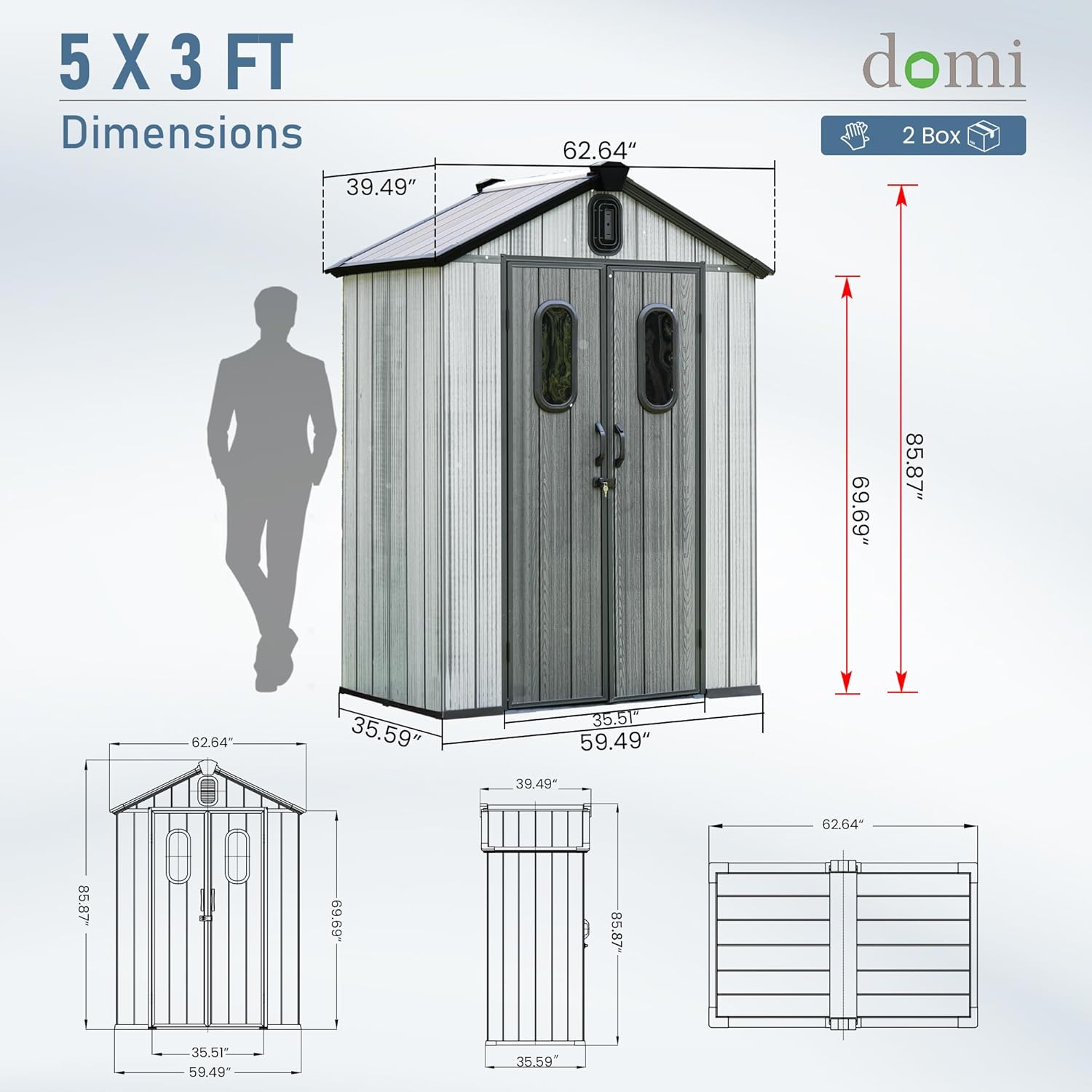 5x3 FT Resin Storage Shed All  - Gardening Tools Of reseña y precio