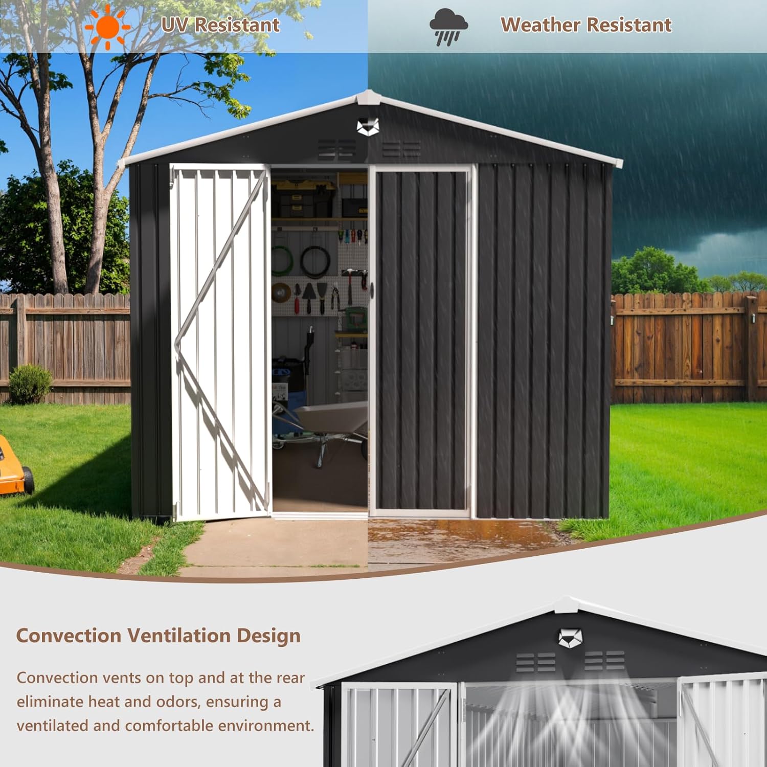 10x12 FT Metal Outdoor Storage - Gardening Tools Of reseña y precio