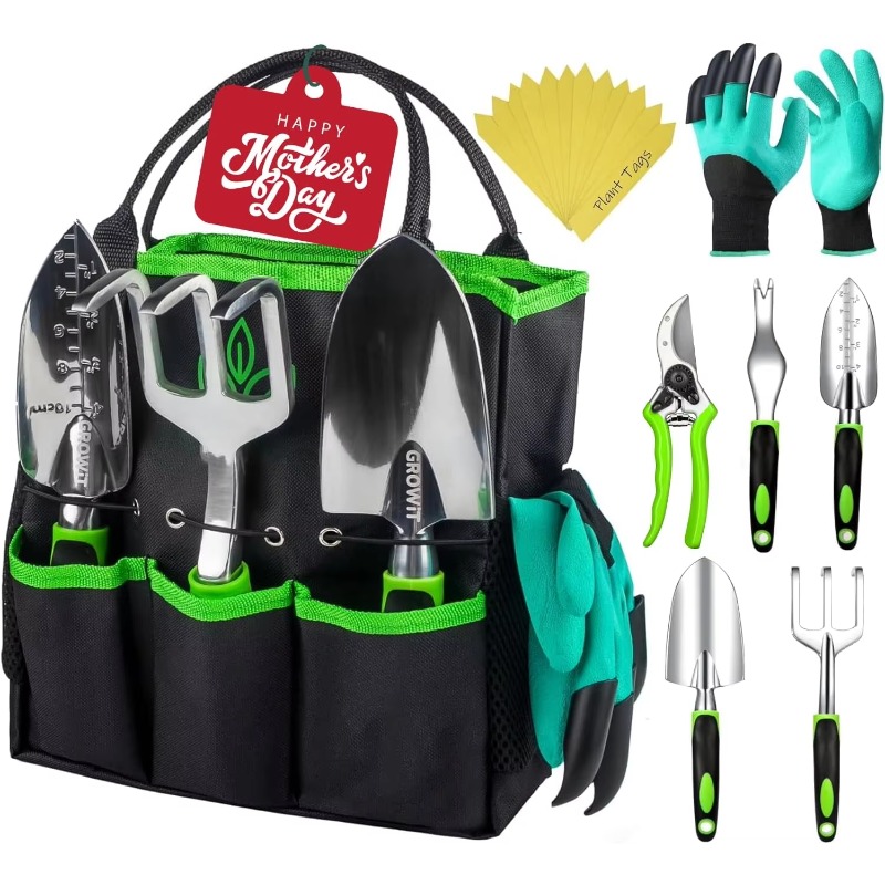 9 Pcs Ergonomic Garden Tool Se - Gardening Tools Rake reseña y precio