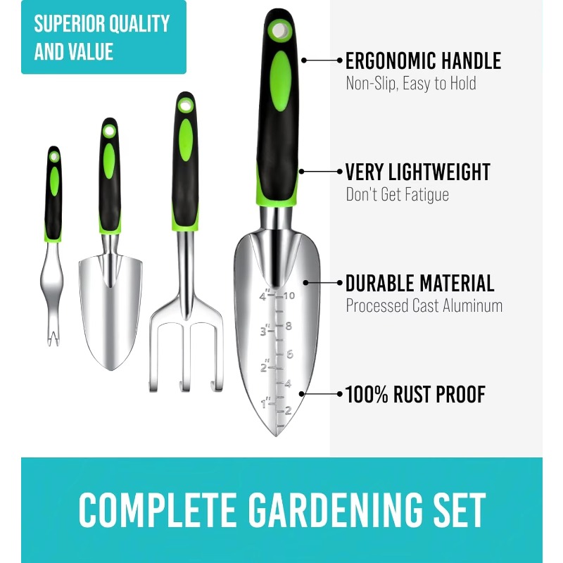9 Pcs Ergonomic Garden Tool Se - Gardening Tools Rake reseña y precio