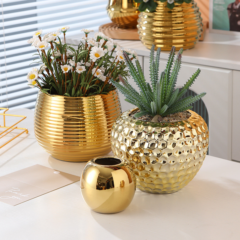 Office gold ceramic flower pot - Orchid Potting Mix reseña y precio