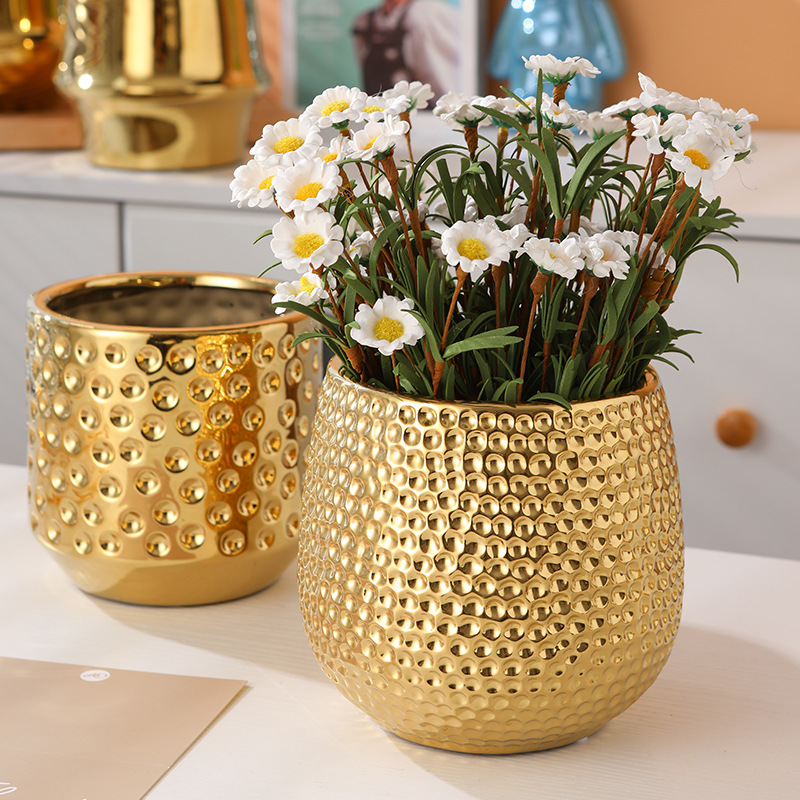 Office gold ceramic flower pot - Orchid Potting Mix reseña y precio