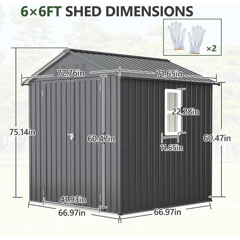 6x6 Metal Outdoor Storage Shed - Gardening Tools Of reseña y precio
