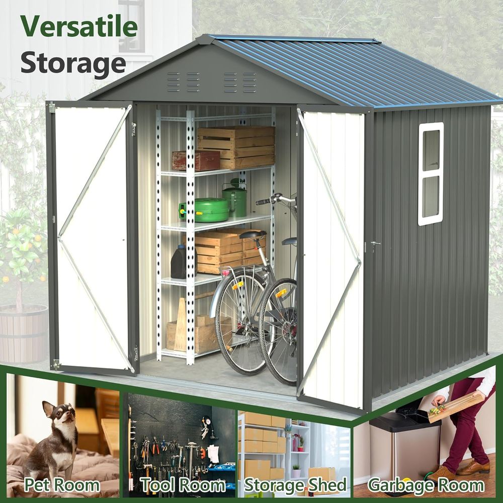 6x6 Metal Outdoor Storage Shed - Gardening Tools Of reseña y precio