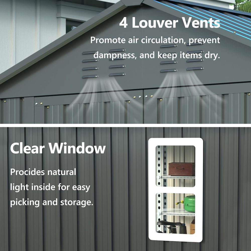 6x6 Metal Outdoor Storage Shed - Gardening Tools Of reseña y precio