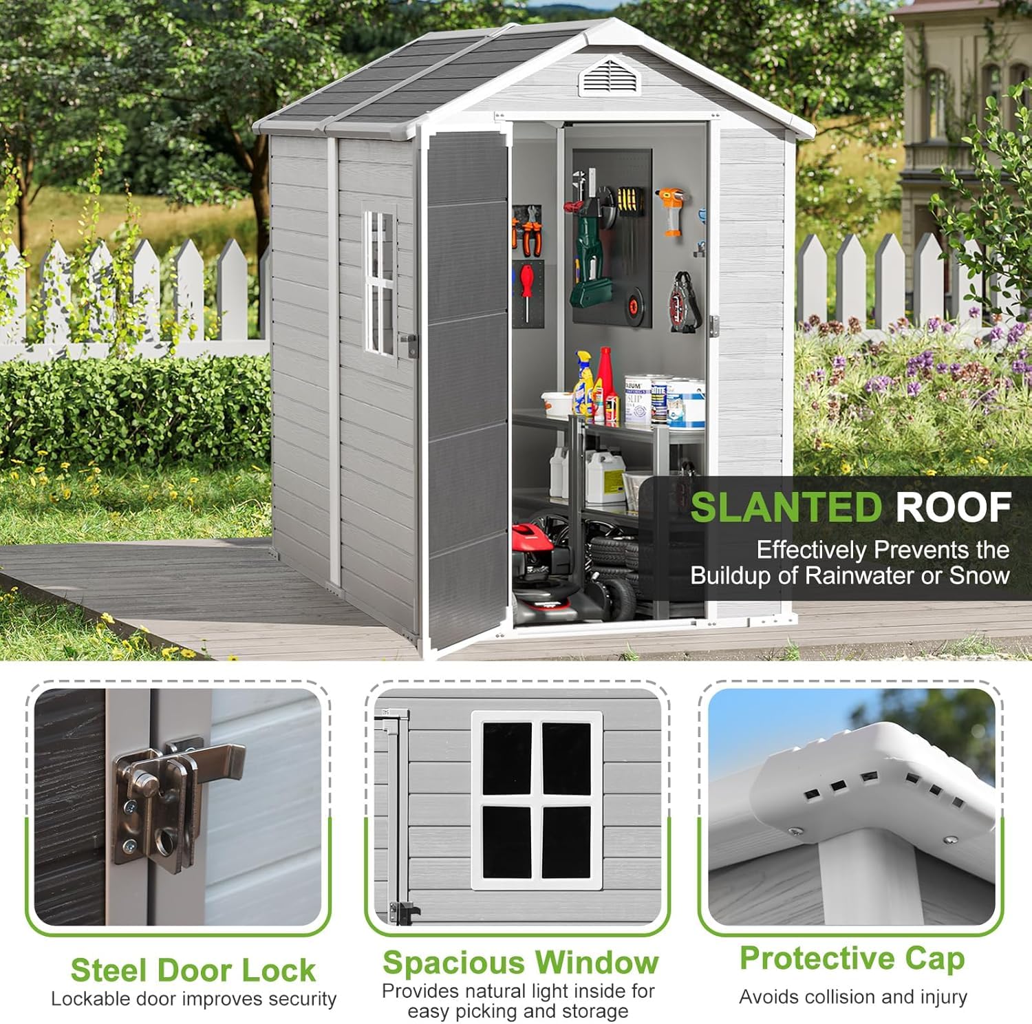 4x6 FT Plastic Storage Shed Wa - Gardening Tools Of reseña y precio