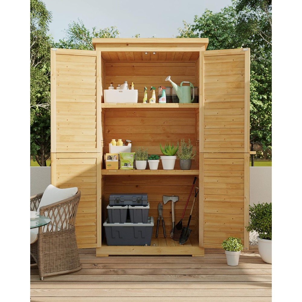 Outdoor Storage Cabinet with 3 - Gardening Tools Organiser reseña y precio