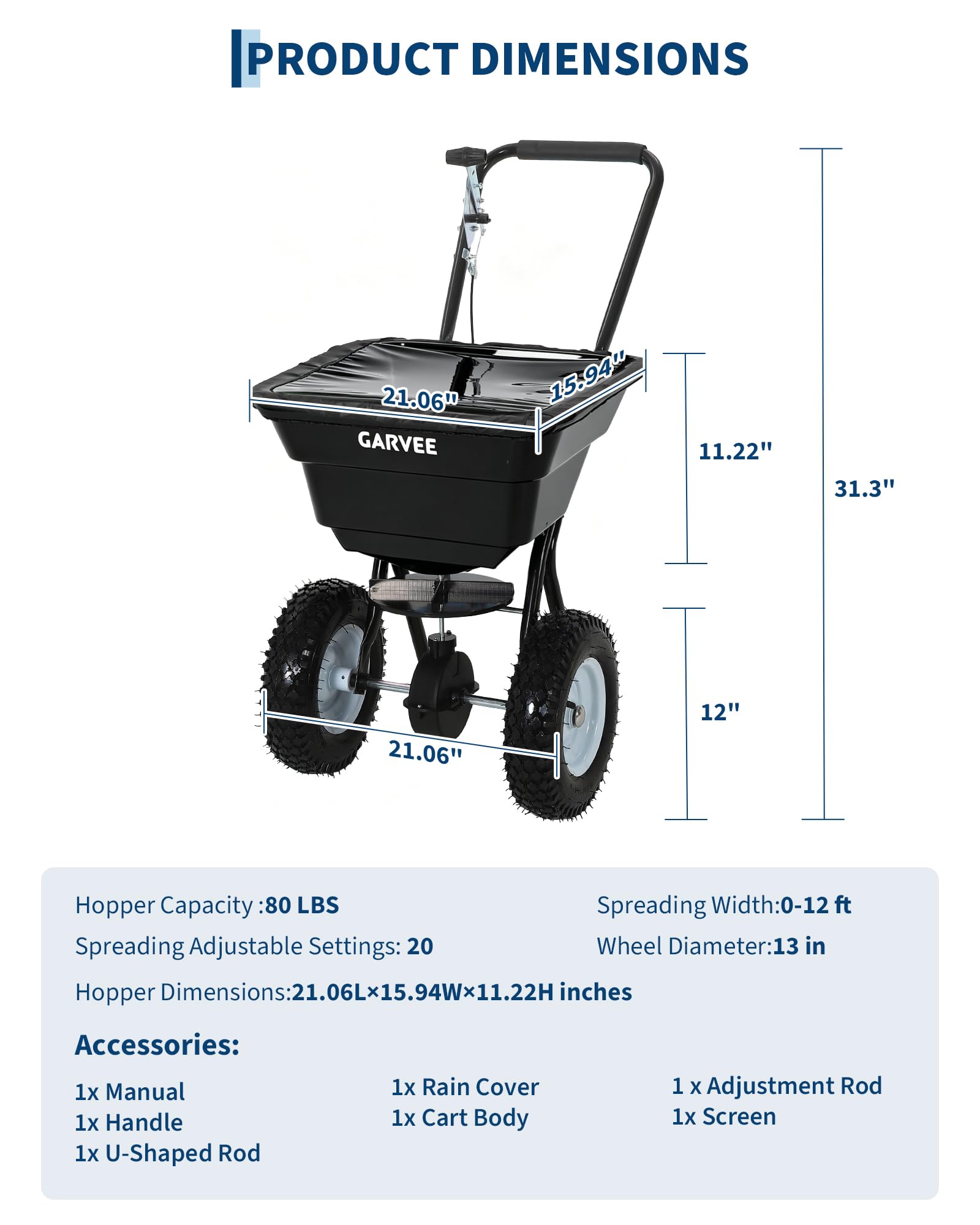 80 LBS Push Broadcast Spreader - Grass Seed Spreader reseña y precio