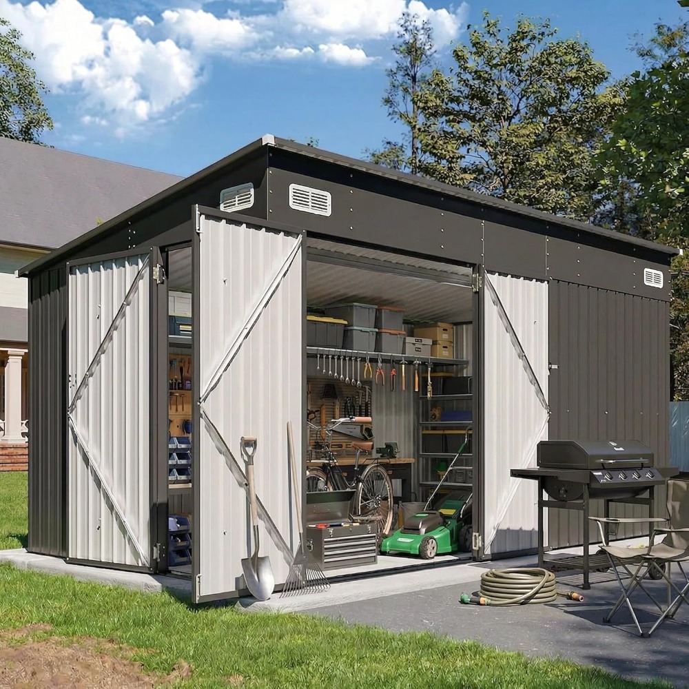 Lean-To Steel Storage Shed Tri - Gardening Tools Organiser reseña y precio