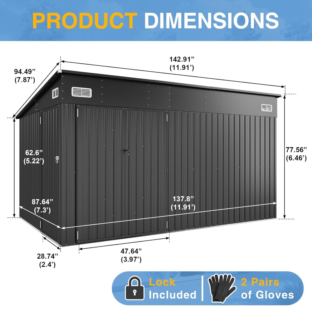 Lean-To Steel Storage Shed Tri - Gardening Tools Organiser reseña y precio