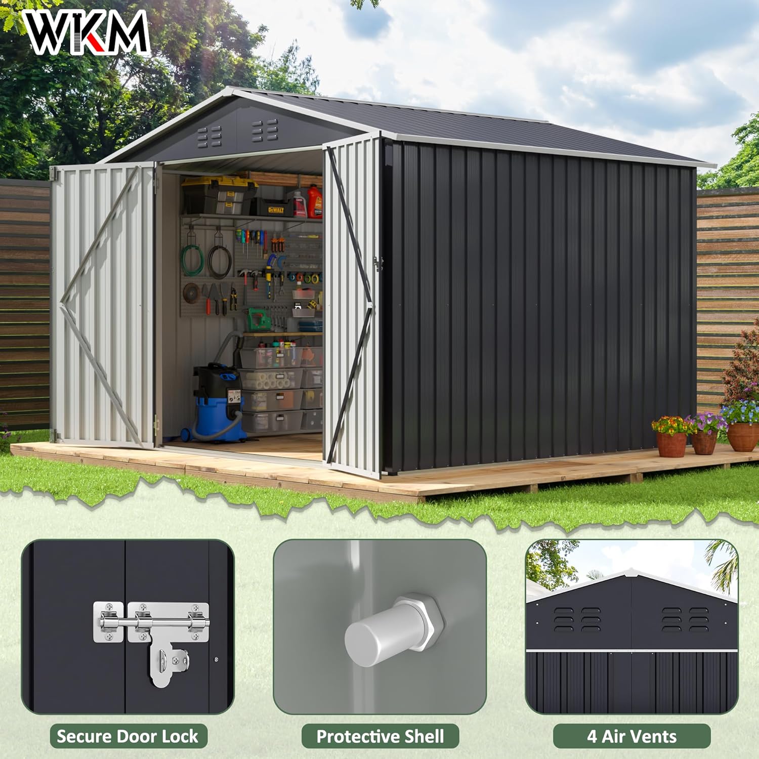 8x8 FT Outdoor Storage Shed, U - Gardening Tools Of reseña y precio