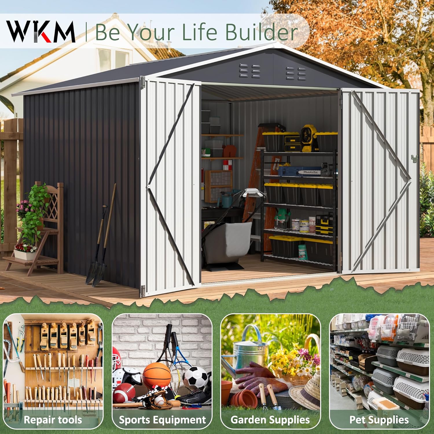 8x8 FT Outdoor Storage Shed, U - Gardening Tools Of reseña y precio